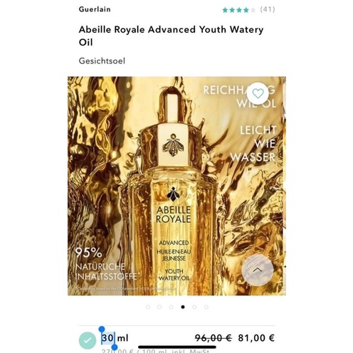 dầu dưỡng trẻ hoá da Abeille Royale Guerlain chống lão hoá, căng bóng da 0,5ml