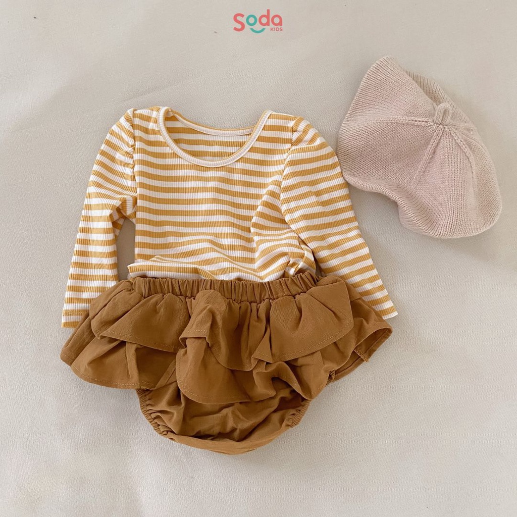 Chân váy cho bé gái  SODA KIDS xòe 2 tầng - liền quần chip chất liệu linen Hàn mềm,mát