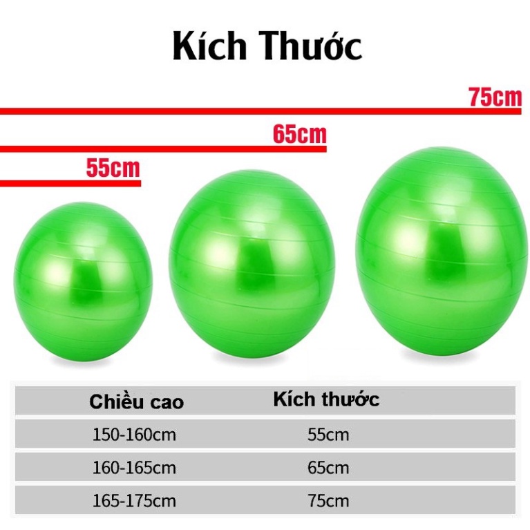 Bóng tập Yoga/Gym TK Sport YG-001, trơn  + bơm bóng và bộ kim bơm bóng dự phòng.