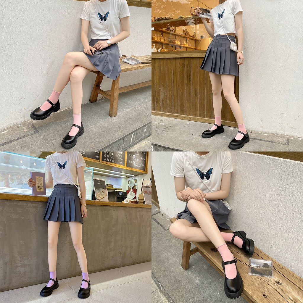 Giày Lolita đế cao giày Mary Jane Ulzzang đế cao quai ngang 5cm sang chảnh (MJ-06)