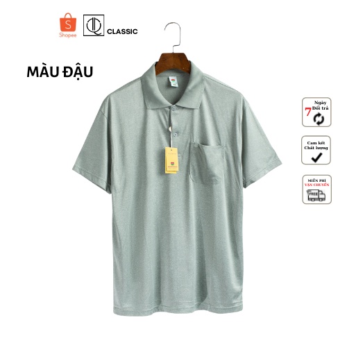 Áo thun nam có cổ trung niên QClassic vải cotton xịn loại áo thun nam cho người lớn tuổi có túi | BigBuy360 - bigbuy360.vn