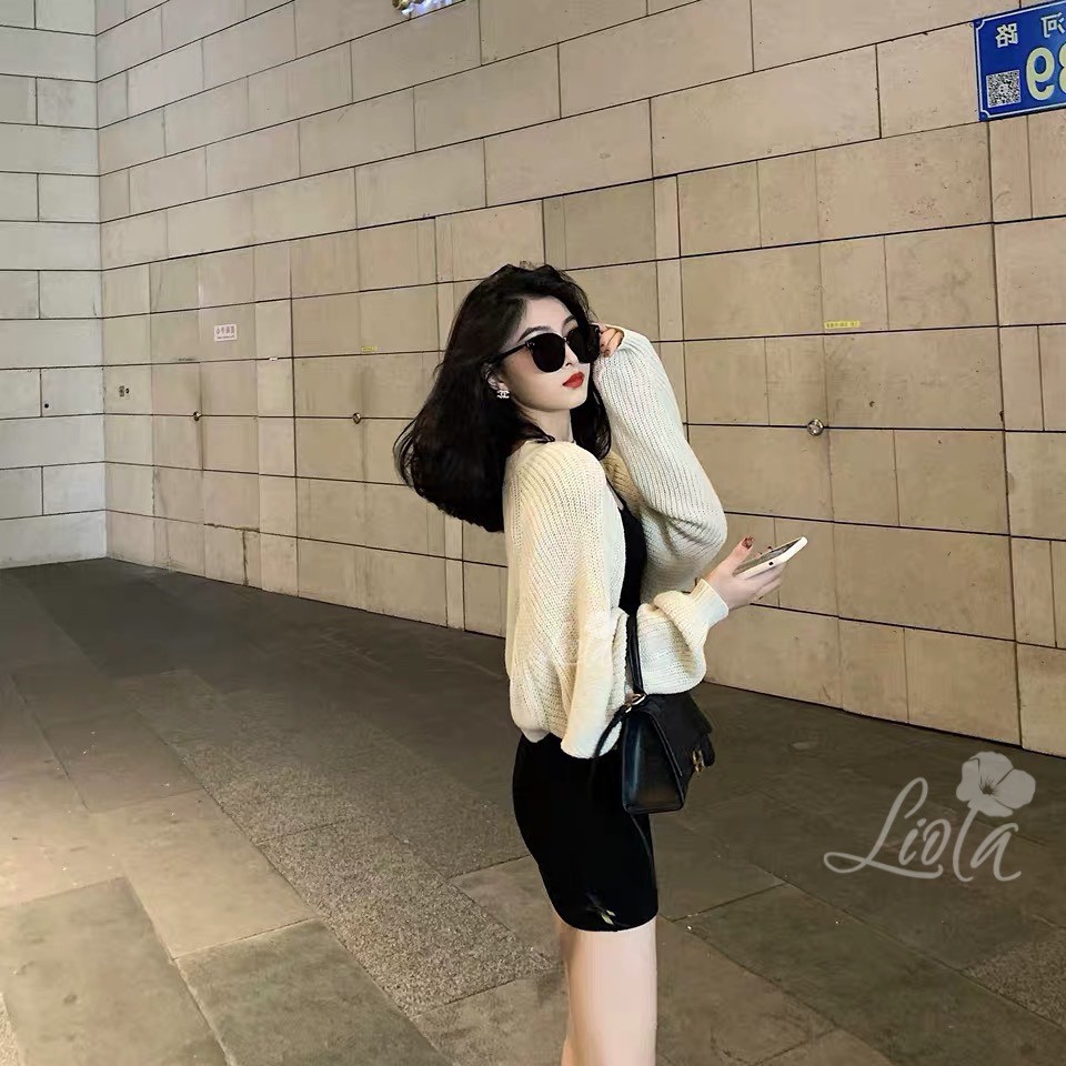 Áo khoác cadigan croptop len đan tay bồng dài ( hàng QC loại 1) LIOLA | BigBuy360 - bigbuy360.vn