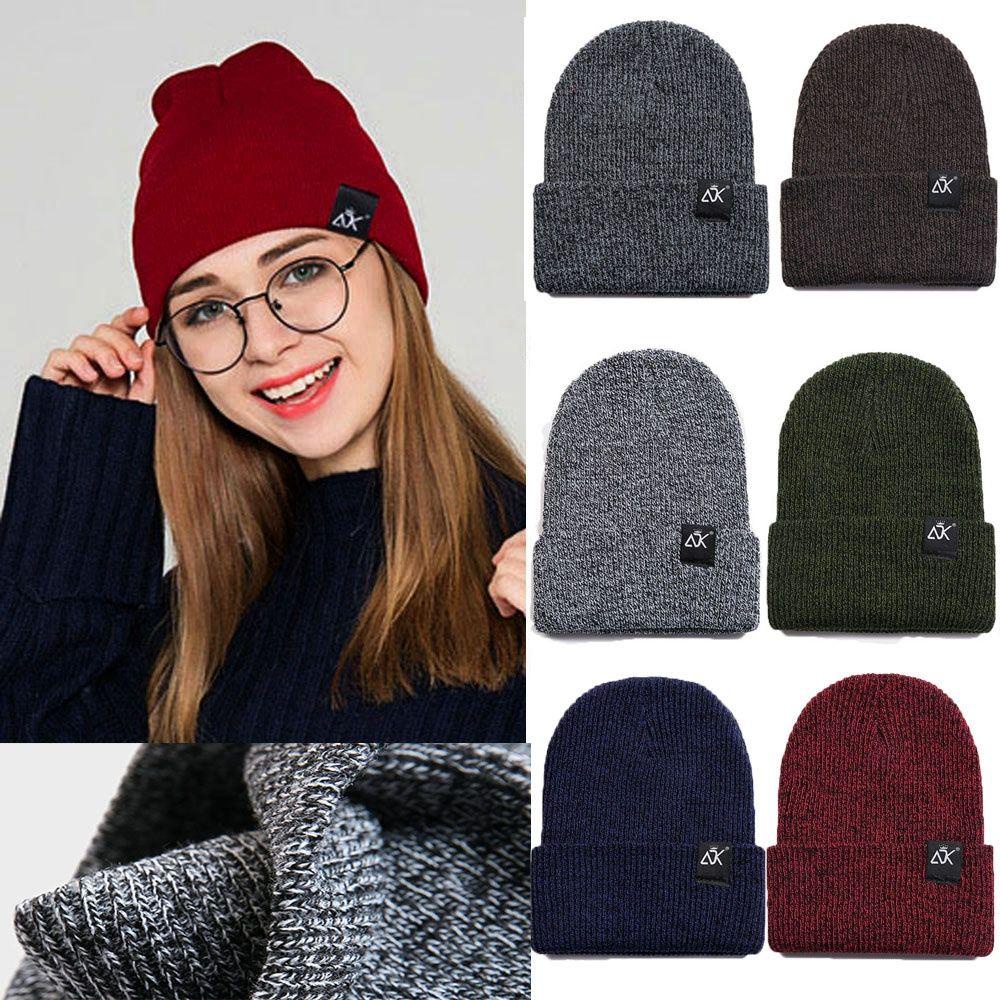 Mũ Beanie Dệt Kim Màu Trơn Dễ Thương Cho Nữ