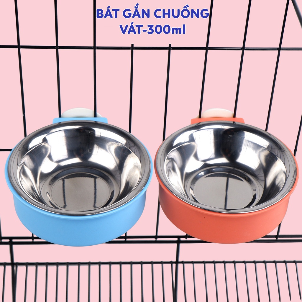 Chén Thức Ăn, Bát Đựng Thức Ăn, Bát Gắn Chuồng, Chén Gắn Chuồng Cho Mèo, Chó, Thú Cưng INOX CAO CẤP