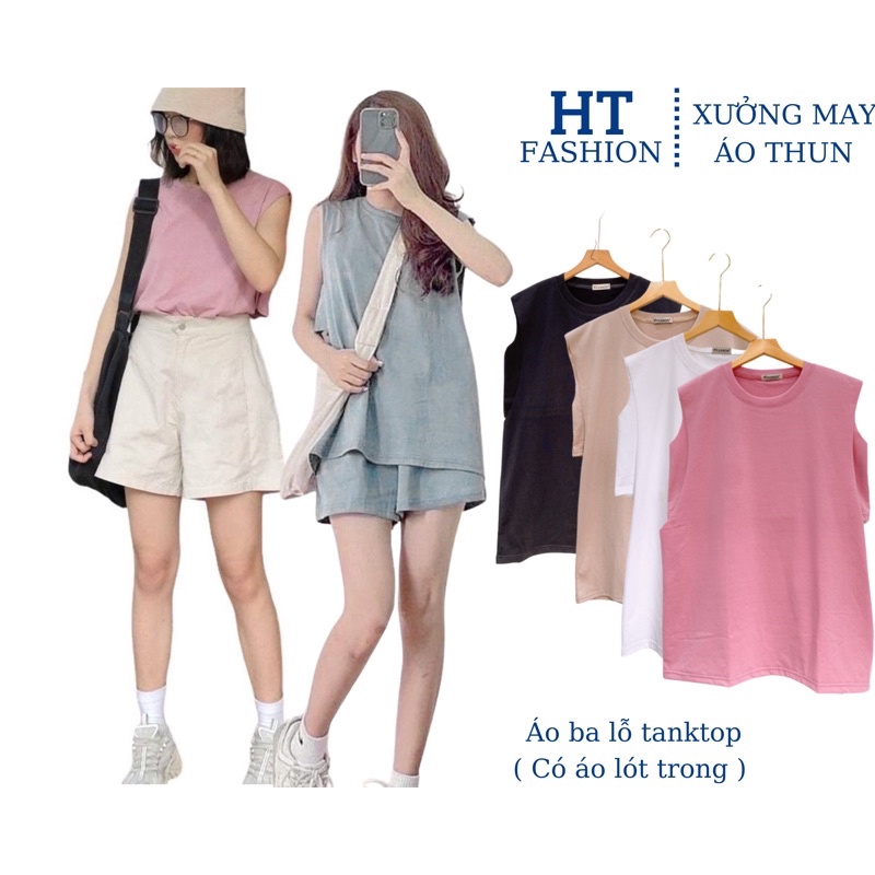 Set áo thun tanktop trơn kèm lót trong - 8 màu pastel GENZ ❤️