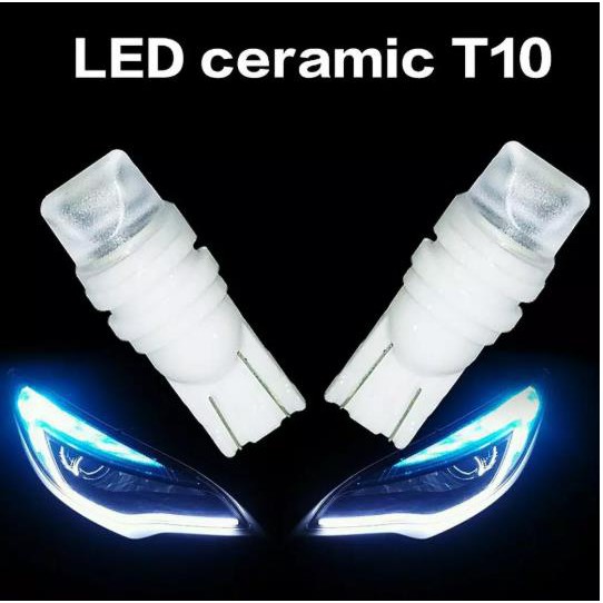 Bóng Đèn Led T10 5W Bằng Gốm Màu Đỏ/Vàng/Trắng/Xanh Dương/Xanh Lá Phù Hợp Cho Xe Hơi Và Xe Máy