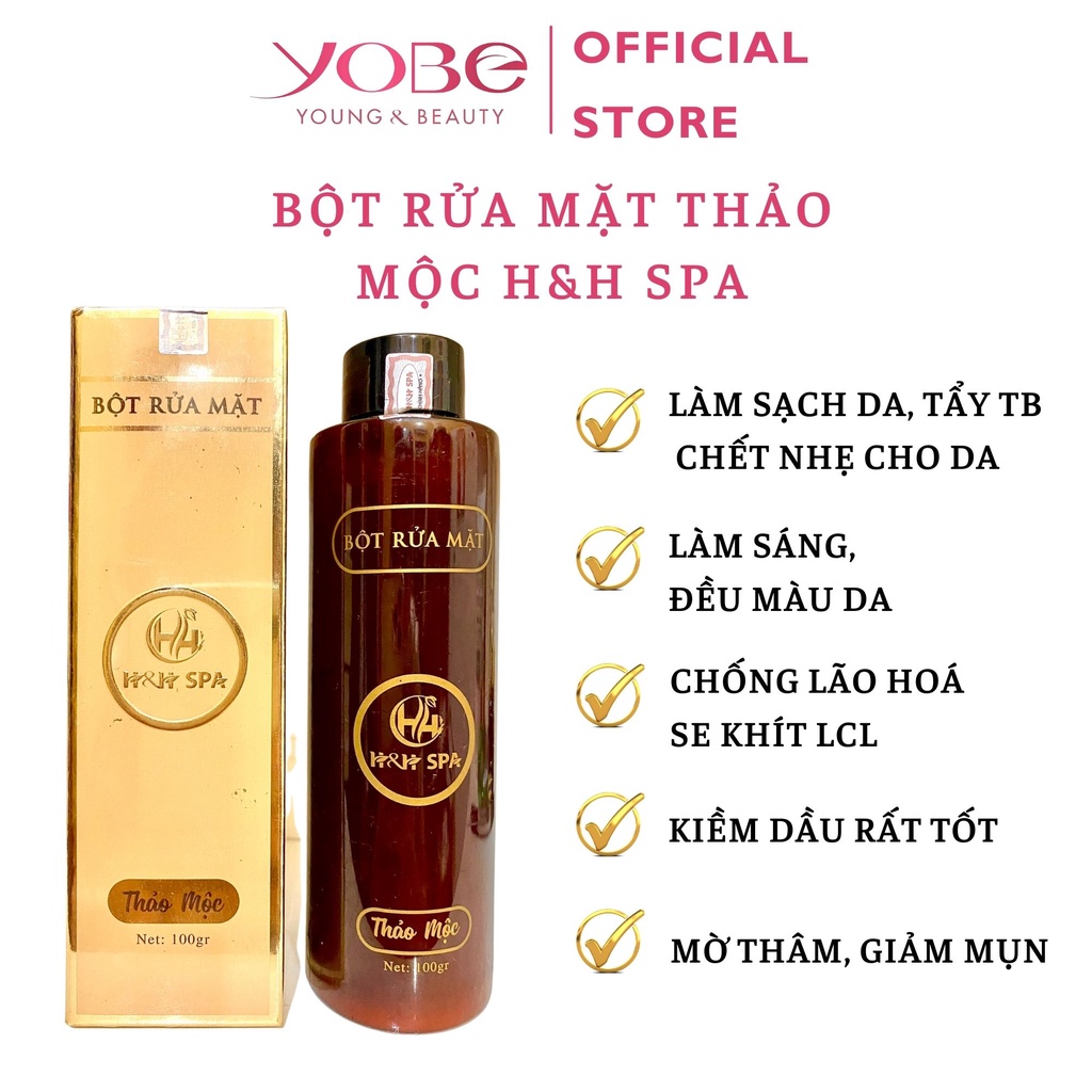 Bột rửa mặt thảo mộc H&H SPA kiềm_dầu, ngừa_mụn, sáng da