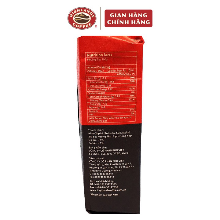 Cà phê rang xay Moka Highlands Coffee 200g (cafe pha phin) | BigBuy360 - bigbuy360.vn