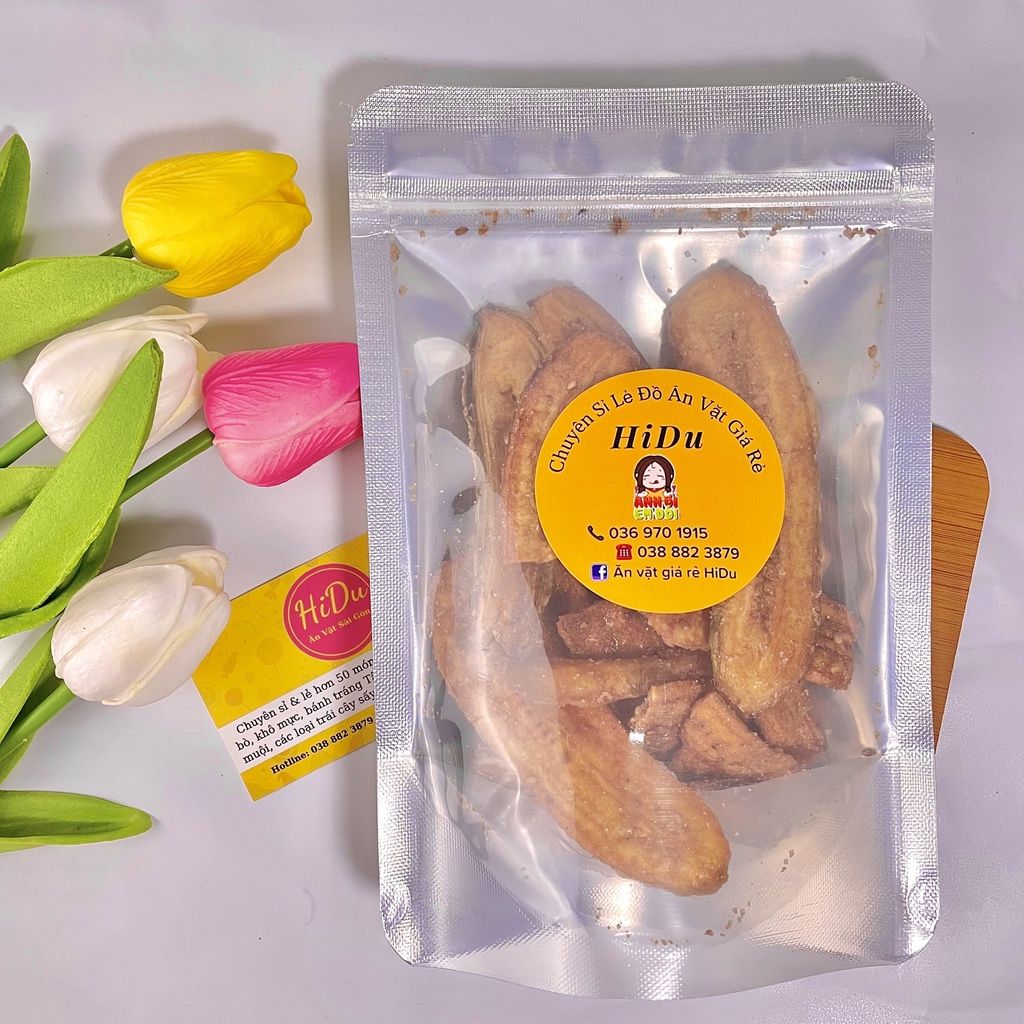 Chuối sấy mè gừng HiDu 100gr giòn thơm hàng loại 1