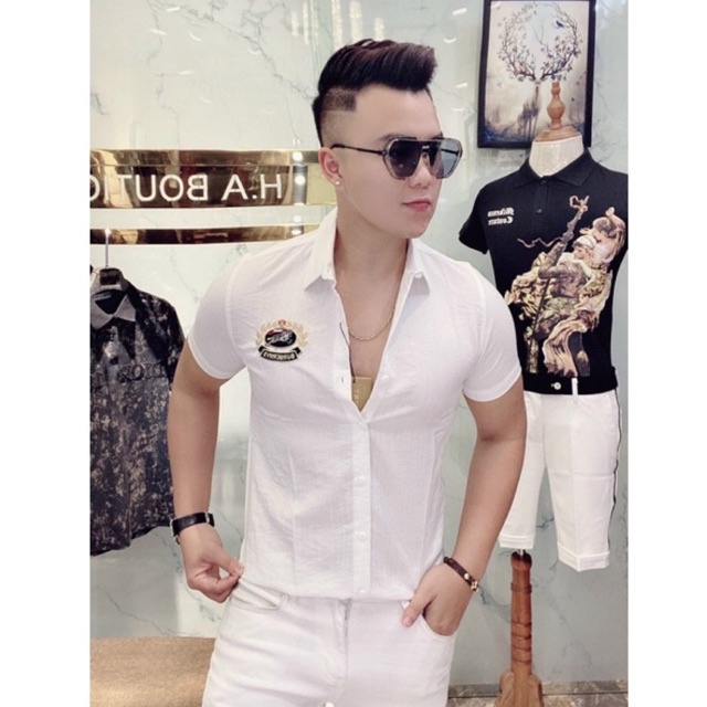 ÁO SƠ MI NAM NGẮN TAY THÊU LOGO CHẤT COTTON MỀM MỊN THOÁNG MÁT VS08 N&CSHOP | BigBuy360 - bigbuy360.vn
