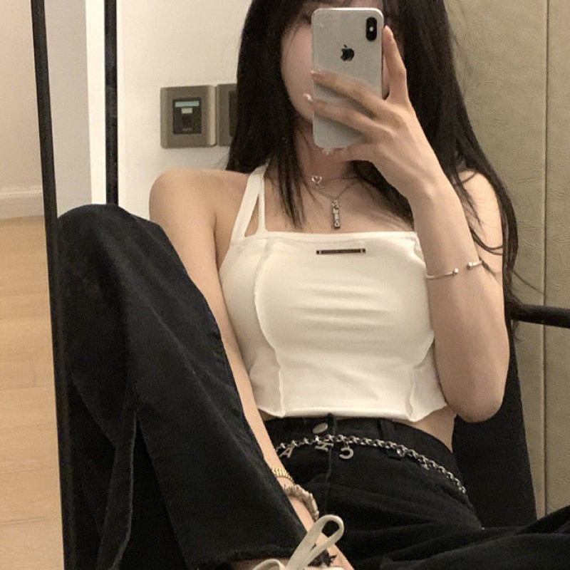 Áo Hai Dây Cổ Yếm J Thiết Kế Cảm Giác Bên Trong Cẩn Thận Máy Chiên Đường Phố Hot Girl