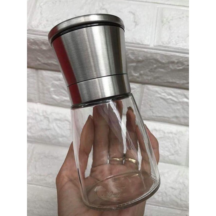 Dụng Cụ Xay Hạt Tiêu Inox 304 Hủ Xay Tiêu Thủy Tinh Inox 304 Siêu Bền Lưỡi Sứ