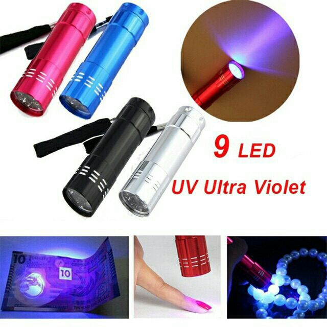 Đèn Pin Uv Led 9 Bóng Soi Tiền, giấy tờ giả...