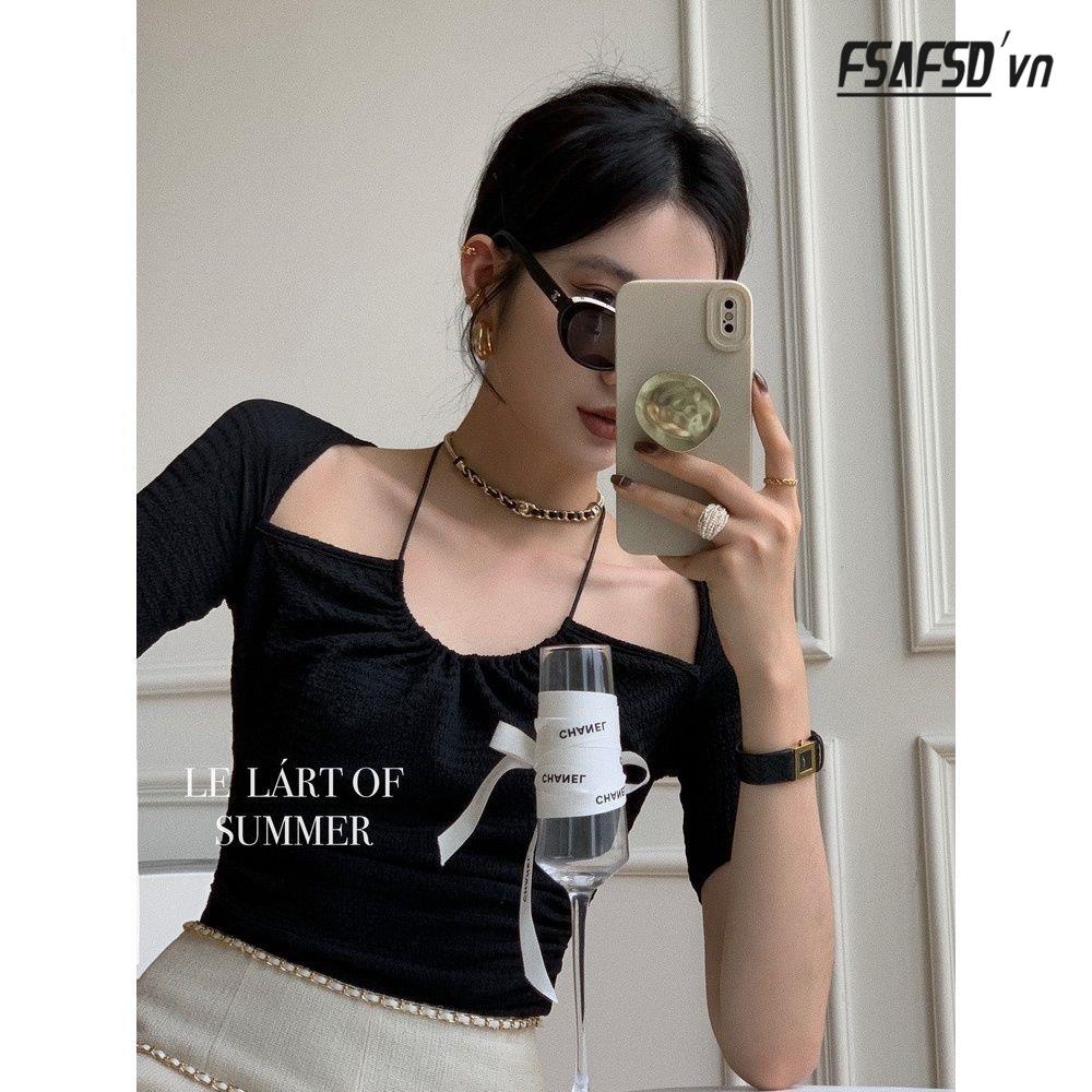 Áo Cổ Yếm Cột Dây Dáng Ôm Phong Cách Pháp Thời Trang Mùa Hè Mới Cho Nữ