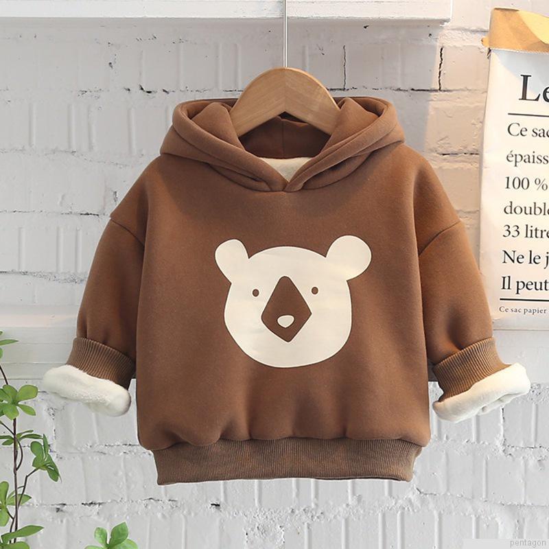 Áo hoodie giữ ấm họa tiết gấu hoạt hình phong cách Hàn Quốc cho bé 9-5 tuổi