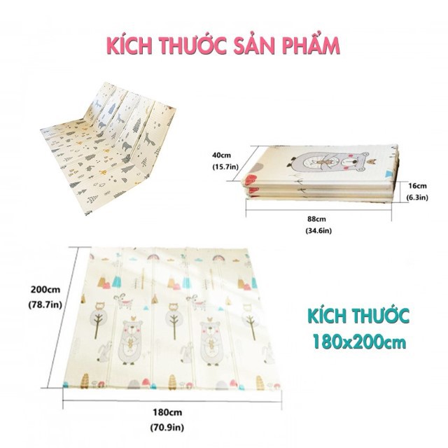 Thảm xốp XPE trải sàn cho bé gấp gọn 2 mặt phủ silicon Hàn Quốc nhiều mẫu đẹp