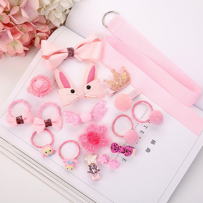 Hộp Nơ Kẹp Tóc 18 Món - Mẫu Mới