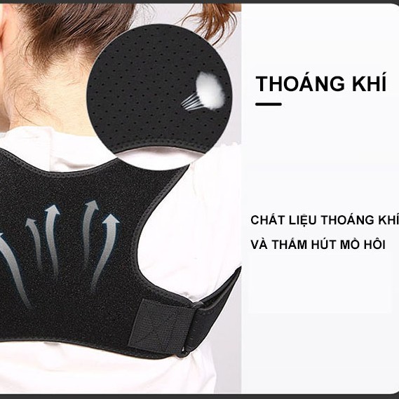 Đai Chống Gù Lưng Chỉnh Cột Sống , Tư Thế Posture Corrector -Tặng kèm 2 tấm trợ lực