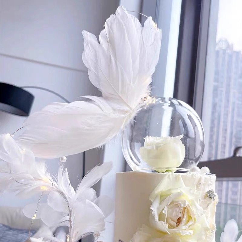 Trang trí lông vũ hình bướm trắng
