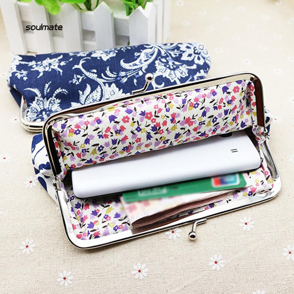 Ví Canvas Đựng Tiền Xu / Thẻ Hình Chữ Nhật In Họa Tiết Dễ Thương Cho Nữ
