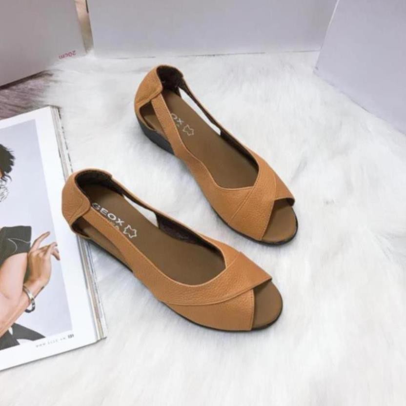 Giày Nữ Đế Xuồng, Giày Nữ Cao Gót 4-5cm Chất Da Bò Mang  Cực Êm Hàng Cao Cấp Selena Shop