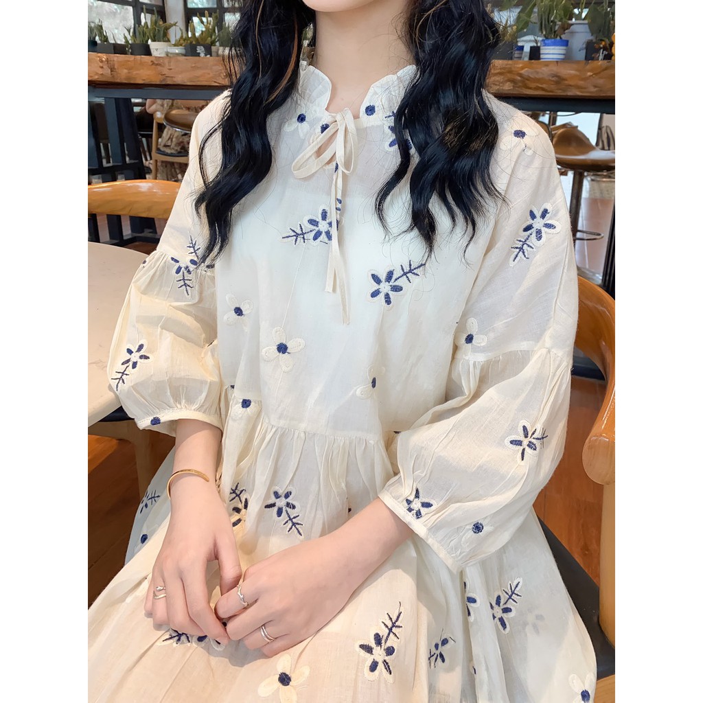 VÁY BABYDOLL BE HOA THÊU NAVY | BigBuy360 - bigbuy360.vn