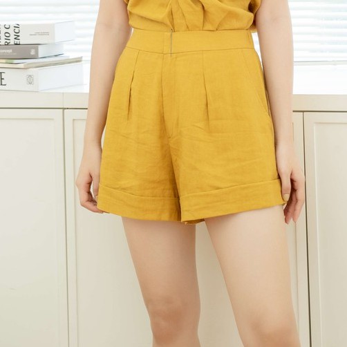 Quần short nữ linen VANIA - Q2136 lưng thun có nút