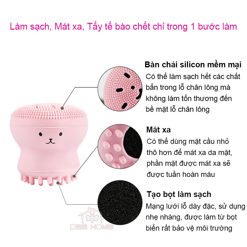 Cọ Rửa Mặt Làm Sạch Sâu, Tẩy Tế Bào Chết- BEEHOME- Cọ Rửa Mặt Silicon Siêu Sạch