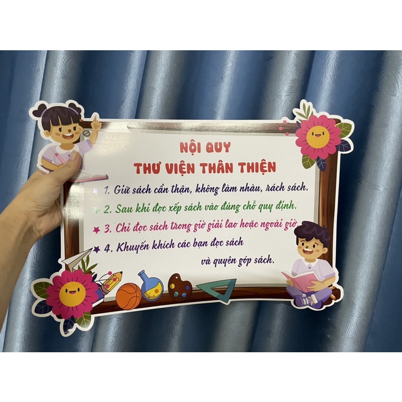 Nội quy thư viện thân thiện nâu