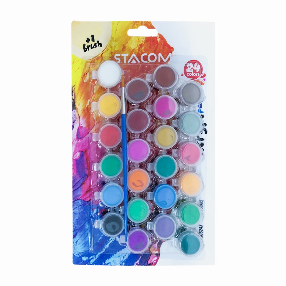 Bộ màu Acrylic (5 ml), kèm cọ vẽ 6/12/24 màu POS05_06A