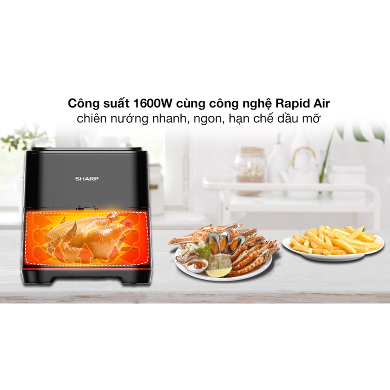 Nồi chiên không dầu Sharp KF-AF70EV-BK 5.5 lít