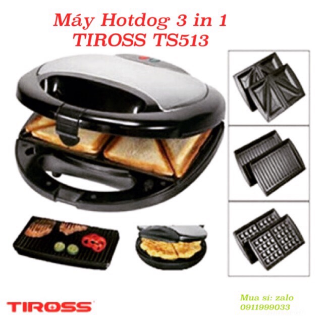 Máy làm bánh 3 trong 1 Tiross TS513 (Máy làm hotdog)