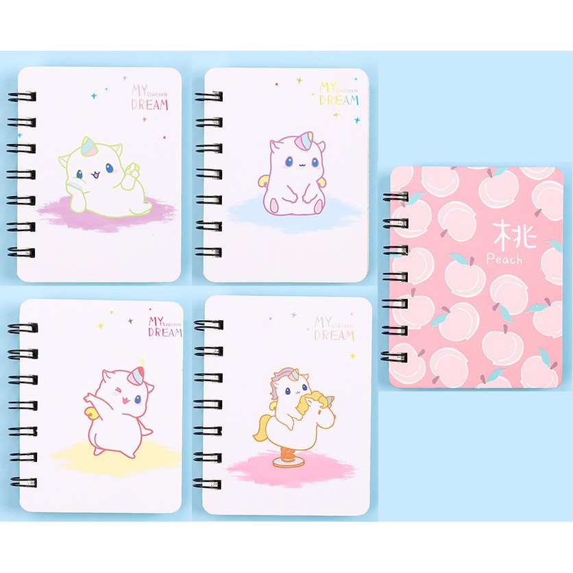 Sổ Tay Mini Lò Xo Unicorn Đáng Yêu Dễ Thương | Sổ Ghi Chú | Sổ note