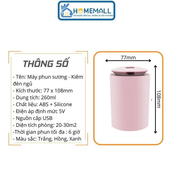 Máy xông tinh dầu kiêm đèn ngủ nút cảm ưng - Máy tạo ẩm khuếch tán tinh dầu dung tích 260ml MX8