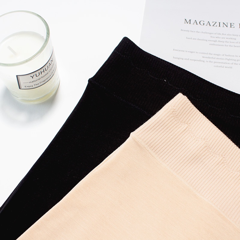 Quần Đùi Mặc Váy Chất Liệu Cotton, Cạp Cao Hỗ Trợ Gen Bụng, Thiết Kế Viền Chân Quần Hạn Chế Cuộn Khi Mặc