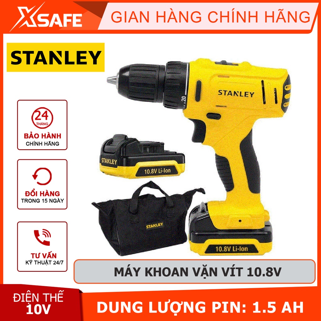 Máy khoan vặn vít STANLEY SCD12S2-B1 Máy siết vít dùng pin điện thế 10.8V Tốc độ không tải 0–1.200 vòng/ph - Chính hãng