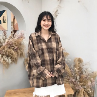 Áo sơ mi kẻ thụng tay bồng