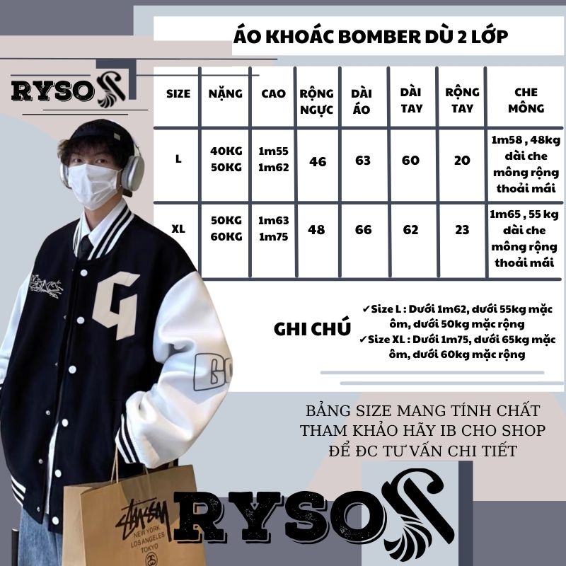Áo khoác bomber bóng chày unisex 2 lớp tảng nhiệt phong cách Hàn Quốc