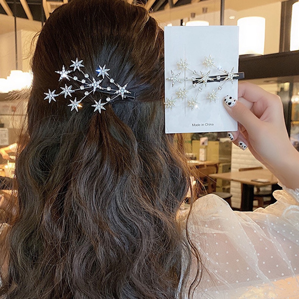 Kẹp Tóc Hình Ngôi Sao Đính Đá Lấp Lánh Phong Cách Sành Điệu Dành Cho Nữ