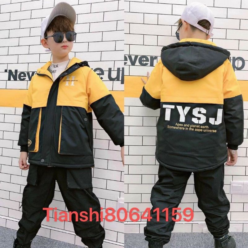 áo khóac phao parka đen vàng AK04 size M-XXL(hàng có sẵn)