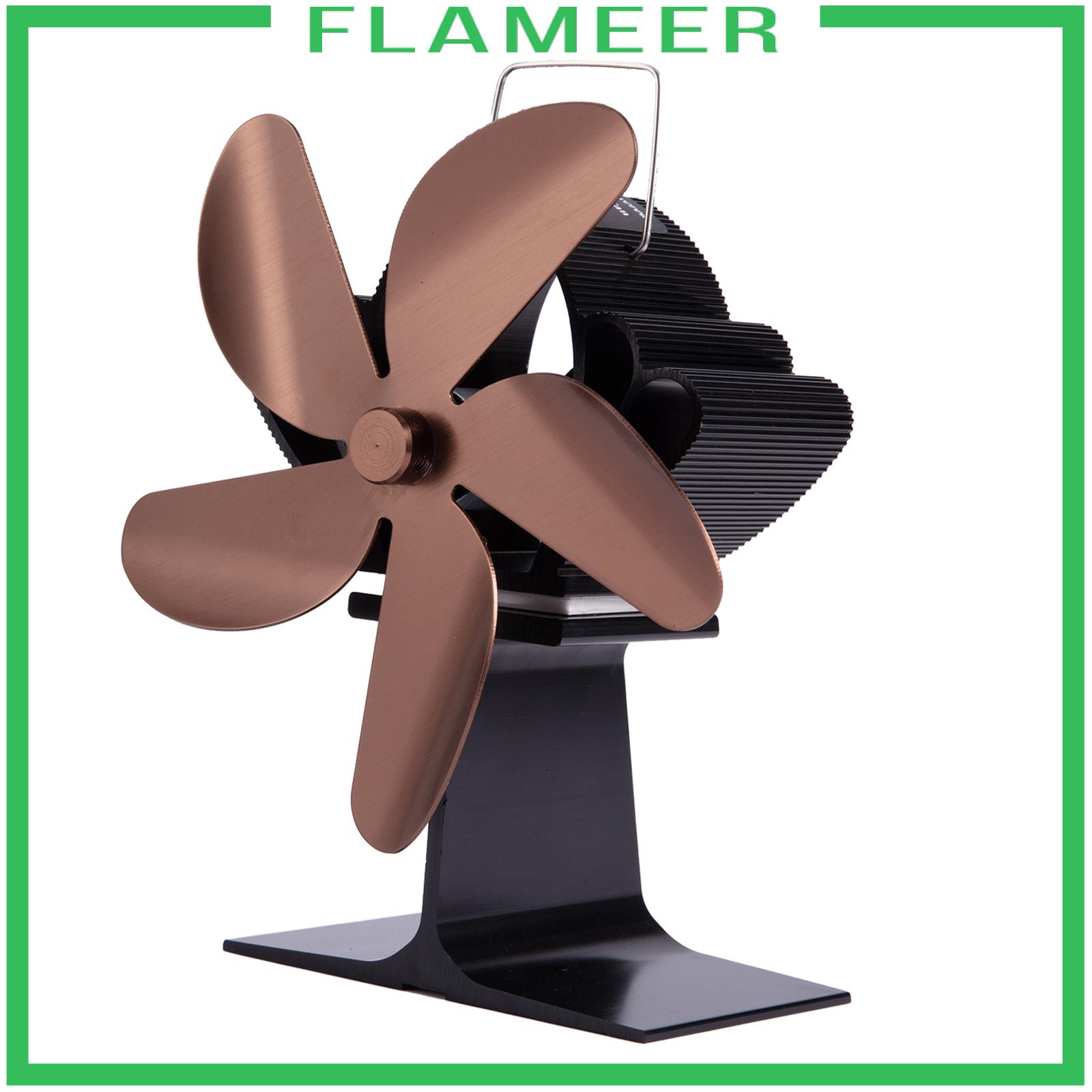 [FLAMEER]Wood Stove Fan Heat Powered Fireplace Log Burner Fireplace 5 Blades Black