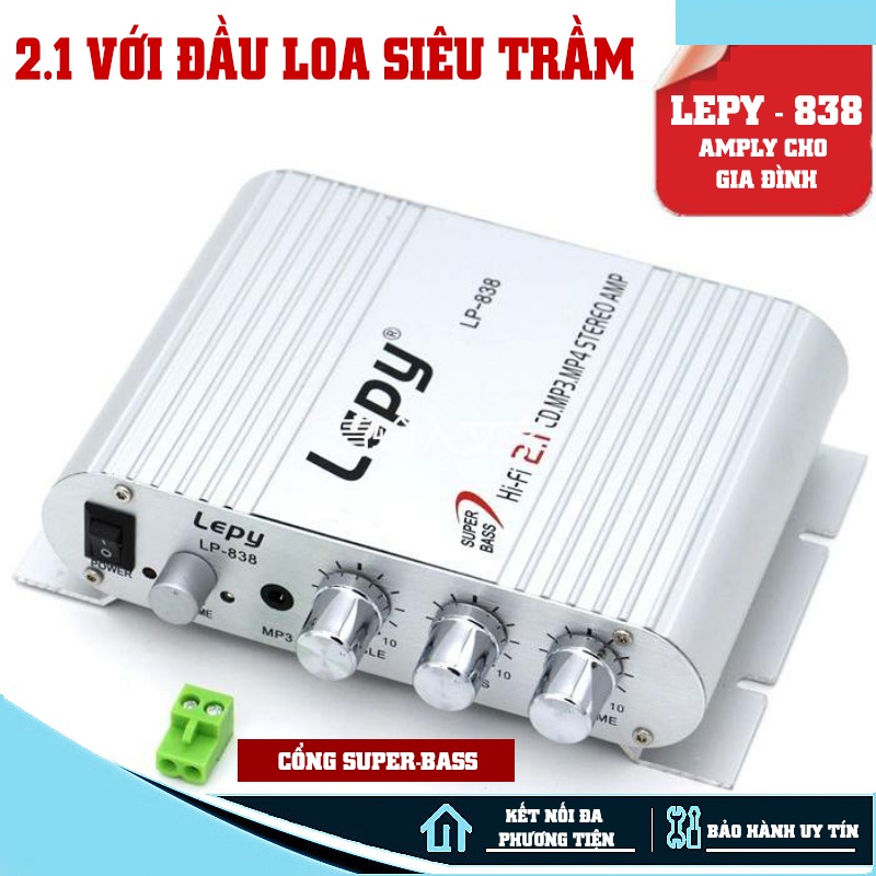 [TẶNG KÈM NGUỒN] Amply mini gia re, Bộ Khuếch Đại Âm Thanh LEPY LP838 Dễ Sử Dụng, Phù Hợp Nhiều Thiết Bị Khác Nhau