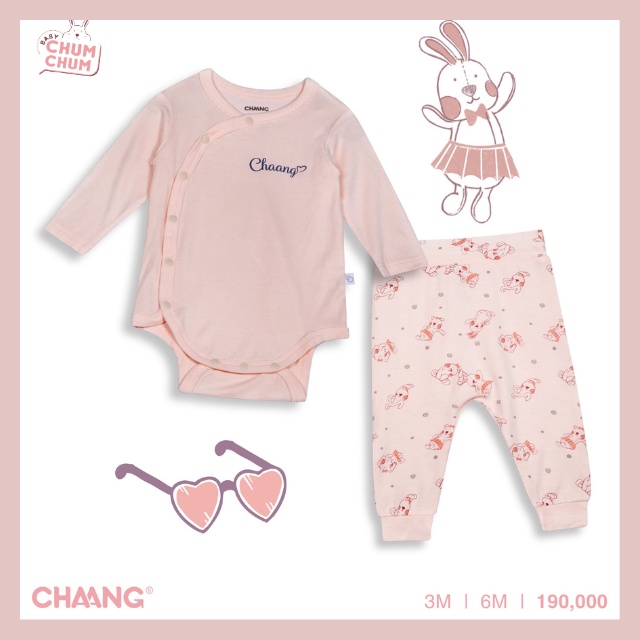 Bộ Bodychip Cúc Chéo Active Cho Bé Gái CHAANG SS22 Từ 0-6M