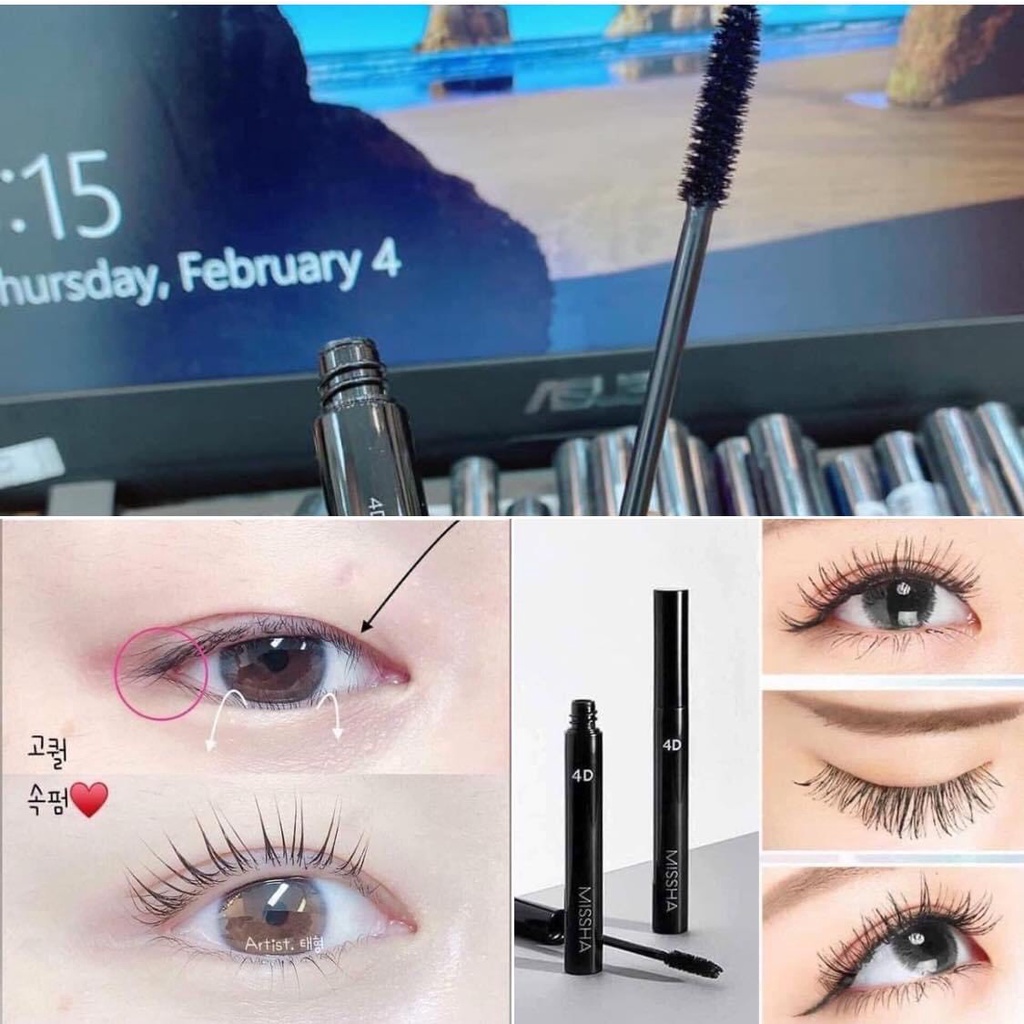 Chuốt Mi Missha The Style 4D Mascara, Dày Mi, Dài Mi, Cong Mi, Lâu Trôi [ Auth - Hàn Quốc ]