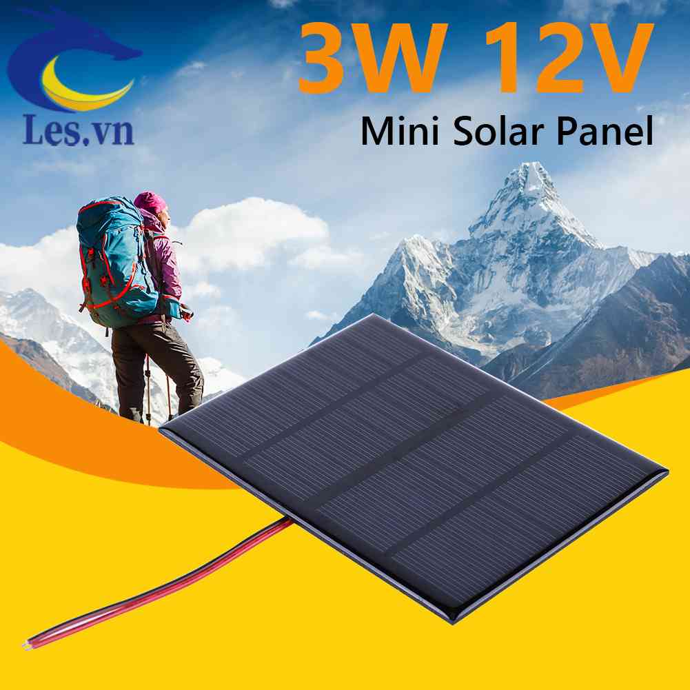 Tấm Pin Năng Lượng Mặt Trời Mini 3W 12V Cho Điện Thoại 9-12V