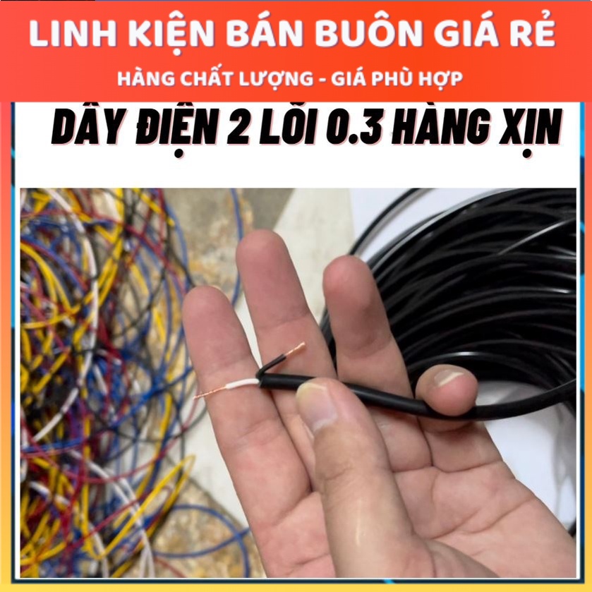 Dây điện đen tròn 0.3M 2 lõi 0.3MM Chất liệu dây Đồng 100% dây điện loại tốt