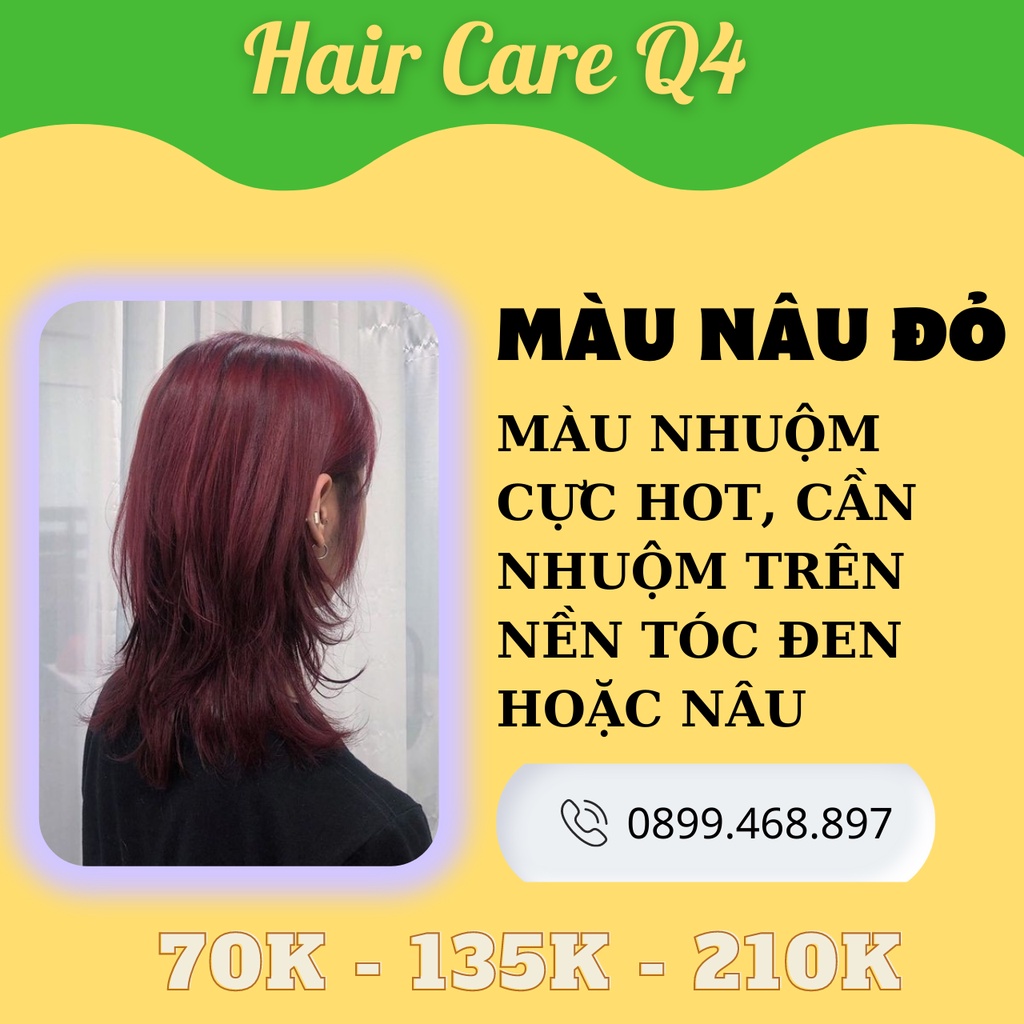 Thuốc nhuộm tóc màu nâu đồng ánh đỏ, nâu đỏ, nâu phủ bạc, nâu socola - Hair CAre Q4