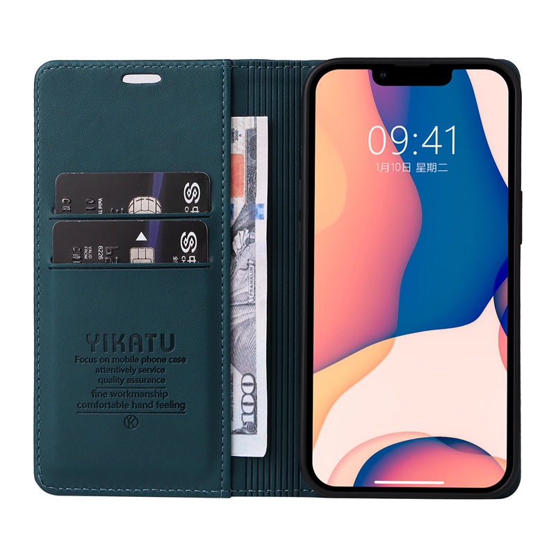 Ốp Điện Thoại Da PU Nắp Gập Từ Tính Kiểu Ví Đựng Thẻ Sang Trọng Cho iPhone 13 Mini 14 Pro Max 14 Plus