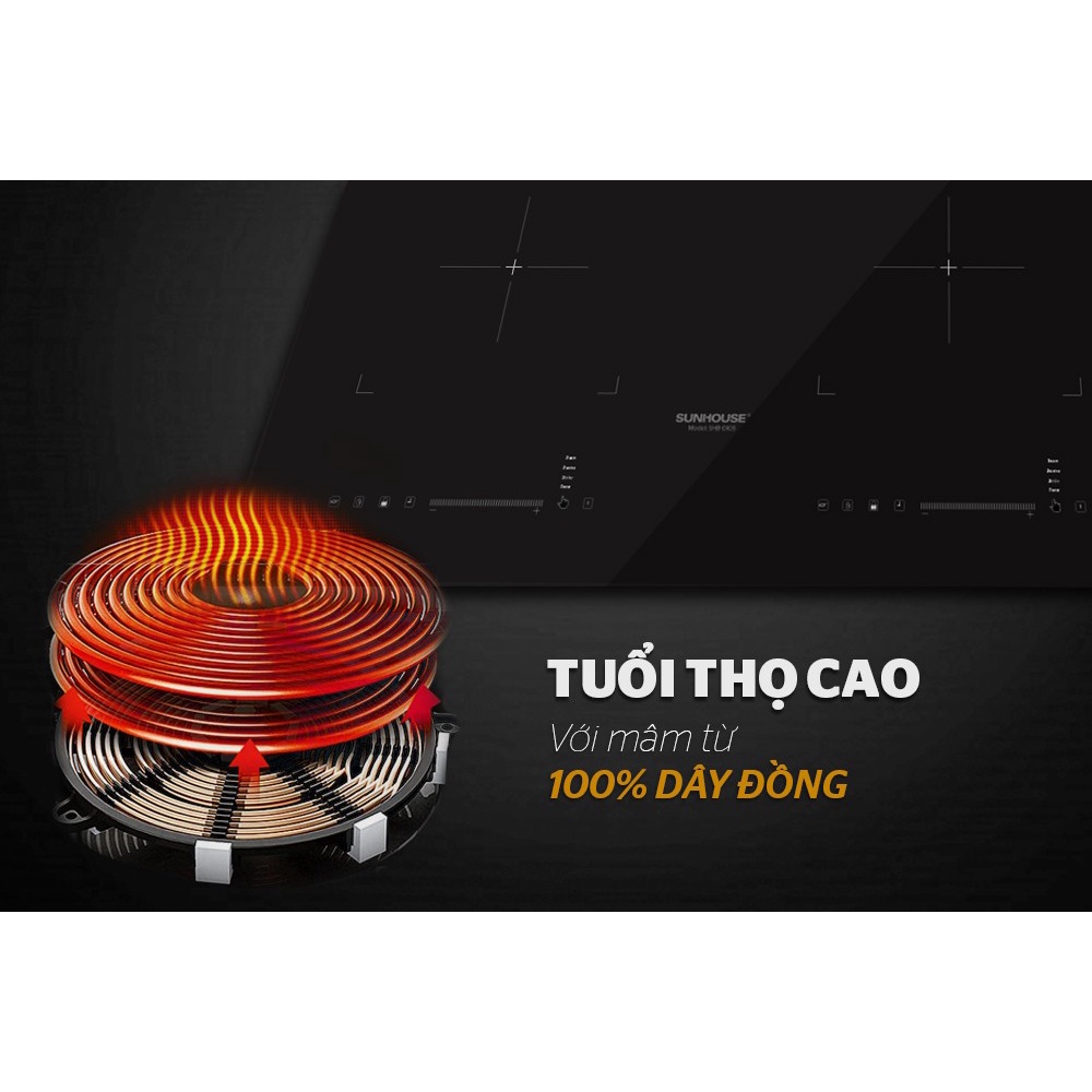 Bếp đôi điện từ Sunhouse SHB-DI05 Plus -Hàng chính hãng bảo hành điện tử 36 tháng