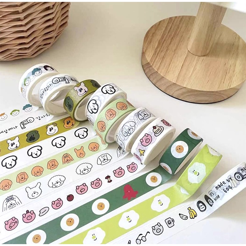 Washi tape/Băng keo giấy hoạ tiết gấu phong cách Nhật Bản